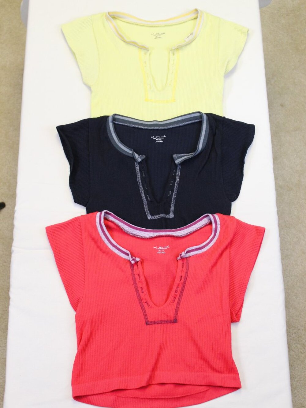 Out From Under Urban Outfitters 3pc Henley Crop Tee Bundle XS/S Y2K Stretch